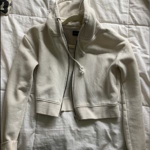 White/ cream cropped zip up jacket